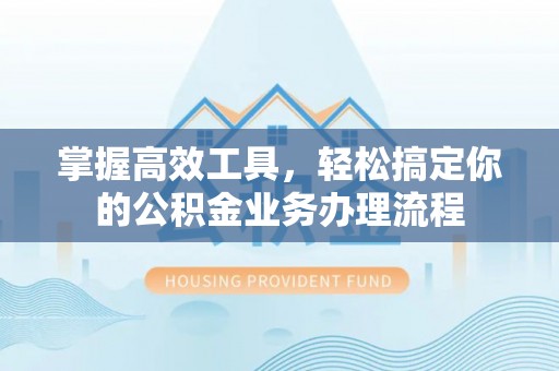 九龙掌握高效工具，轻松搞定你的公积金业务办理流程