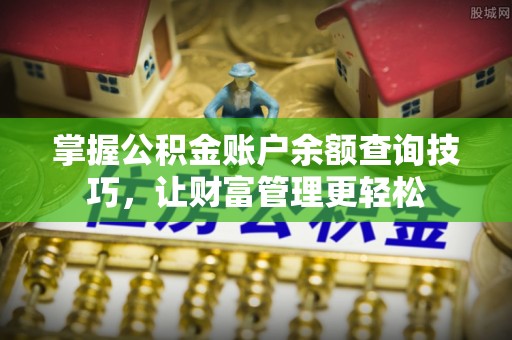 九龙掌握公积金账户余额查询技巧，让财富管理更轻松
