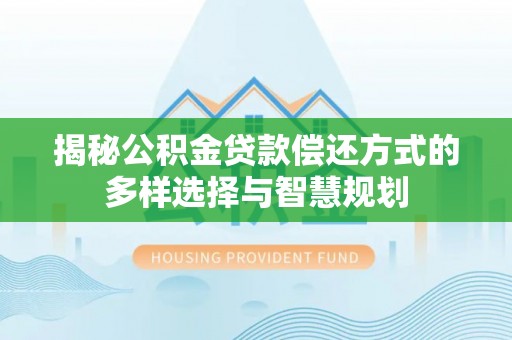 九龙揭秘公积金贷款偿还方式的多样选择与智慧规划