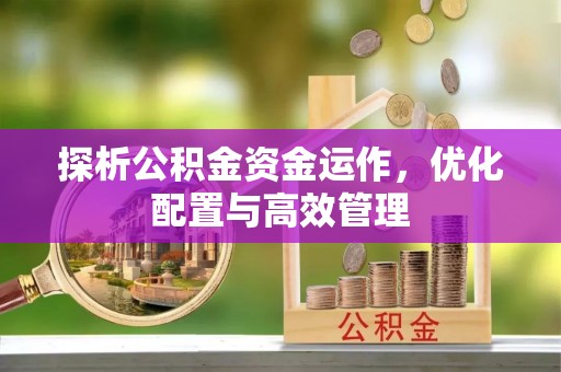 九龙探析公积金资金运作，优化配置与高效管理