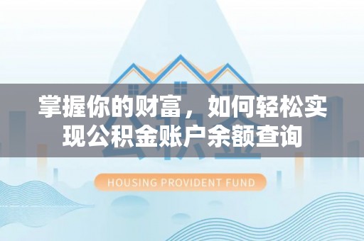 九龙掌握你的财富，如何轻松实现公积金账户余额查询